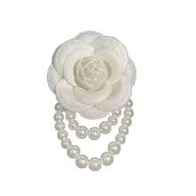 1pc Elegant Women Camellia Flower Faux Pearl Tassel Brooch Pin, Jewelry Accessory For Shirt Collar Dress Outfit, Party & Wedding Gift - 1 件山茶花珍珠 - 查看 3