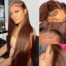 NATAN 13*4 Full Head High Temperature Fiber Front Wig, European And American Fashion, Rose Net Cap, Center Part, Black, % Heat Resistant Fiber, Women's Hairpiece, Universal Fit - S4 - View 6