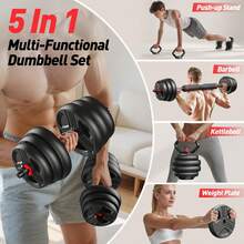 FEIERDUN Adjustable Dumbbell Set,45/55/70/90lbs Free Weights Set With Upgraded Nut, 5 In 1 Weight Set Used As Kettlebells, Barbell, Push Up Stand, Fitness Exercise For Home Gym Suitable Men/Women - màu đen - Xem 2