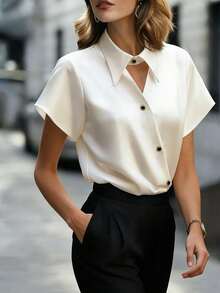 2026春夏女士衬衫，优雅设计搭配精致纽扣，适合办公室、居家及日常旅行穿着。 - 乳白色 - 查看 5
