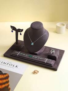 INS Style Black Velvet Jewelry Display Set, Necklace Earring Ring Storage Rack, Live Streaming Display Props - Black - View 6