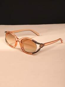 Ochelari de soare ovali din metal, la modă și versatili, stil stradal, design retro pentru femei, ochelari de soare Cat Eye de înaltă calitate pentru bărbați și femei, potriviți pentru zi cu zi, petrecere, plajă și vacanță - Multicolor - Vizualizare 5