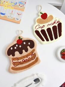 1/2pcs Cartoon Cake, Cute Hand Towel, Can Be Hung, Thick For Students, Kitchen And Bathroom Hanging, Convenient For Home Use And Carrying For Bathroom Kitchen Decor Dish Cloths Kitchen Towel - Multicolor - View 2