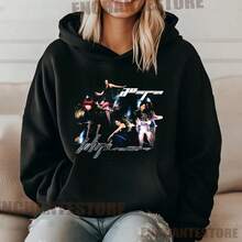Aespa Whiplash Hoodie AESPA Synk Parallel Line Tour In US Shirt Aespa World Tour Sweatshirt Aespa Members Karina Giselle NingNing Winter - 黑色 - 查看 1
