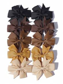 10 buah Jepit Rambut Pita Vintage, Serbaguna untuk Kembali ke Sekolah/Sehari-hari, Pilihan Hadiah yang Bagus untuk Liburan - Coklat - View 8