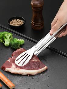 1pc Stainless Steel Slotted Serving Tong,Stainless Steel Food Clip,Ood Grade Kitchen Utensils, Hollow-Out Design For Draining & Oiling,Multifunctional Kitchen Cooking Clip, Food Fixture With Heat-Resistant And Anti Slip Handle, Bread Clip - Multicolor - View 2