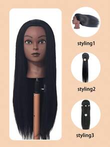 Black Mannequin Head With Hair 66.04 Cm Mannequin Doll Head Styling Mannequin Head, Containing A Mannequin Holder, Styling Tools, Etc., Suitable For Hairdressers And Stylists To Design And Practice Hairstyles. - Black - View 6