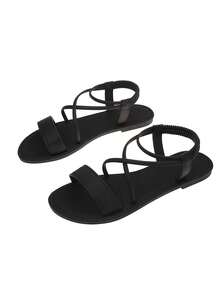 新款时尚平底凉鞋,夏季编织露趾平底凉鞋,舒适休闲鞋,时尚露趾设计,透气百搭,适合各种场合。时尚简约舒适的交叉绑带平底凉鞋,有黑色、米色、卡其色、绿色可选。防滑、轻便、舒适。 - 黑色 - 查看 6