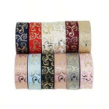 (10 Yards/Roll) 2.5cm Wide Gold Foil Ribbon, Gift Packaging, Cake Baking Packaging, Gift Flower Packaging, Wedding Decoration, Handmade DIY, Headwear, Brooch, Clothing Accessories - Multicolor - View 2