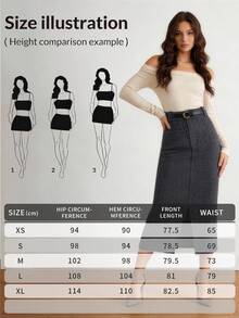 EARO French Retro Women Casual Minimalist Comfortable Daily Versatile Cinched Waist Houndstooth Pleated Front Slit High Waist Elastic Waist Slim Sexy Elegant Loose OL Professional Bodycon Skirt, Spring/Autumn - Dark Grey - View 8