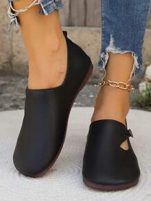 New European And American Imported Soft Bottom Flat Loafers, Comfortable Versatile Slip-On Casual Grandma/Mother Shoes - Black - View 6