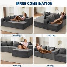 Techigher Comfy Cloud Sectional Couch With Chaise, L Shaped Sofa, Fluffy Couches For Living Room, Modular Sofa Couch & Bed, No Assembly Required - Gray, Right Facing Chaise - View 5