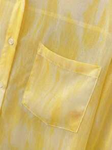 YUXIN Áo sơ mi nữ mỏng nhẹ, họa tiết nhuộm tie-dye ngọt ngào, dáng rộng, tay dài thoáng khí, thích hợp cho những buổi đi chơi thường ngày và kỳ nghỉ, mùa xuân/hè. - Màu vàng - Xem 9