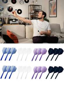 24/12个/5个一体式飞镖镖翼和镖杆，个性化不易碎二合一飞镖镖翼和镖杆套装 - 彩色 - 查看 6