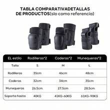 Juego de Rodilleras, Rodillera Codera Muequera 6 en 1 Set, Juego de Rodilleras Coderas y Muequeras, Adecuado para Bicicleta Patinaje Ciclismo Monopatn y Deportes Extremos - - Negro - Ver 8