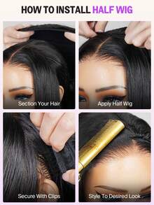 MEGALOOK 三合一半假发，深卷发，100%真人发，带抽绳 - 无需胶水，无需蕾丝，180%密度，即戴即用，夹式设计，新手友好，自然色，升级版发箍假发 - 自然美观，日常佩戴，适合办公室、僵尸新娘、万圣节、派对、Y2K、坏女孩、度假、户外角色扮演、校园、学校假期、圣诞节、派对、婚礼、节日等场合，适合女性 - SNatural - 查看 7