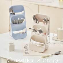 3-Tier Cutlery Organizer Rack, Can Hold Chopsticks, Forks And Knives, Washable, Wall-Mounted Or Tabletop, Available In 3 Colors, Slanted Slot Design, Versatile Use - Multicolor - View 4