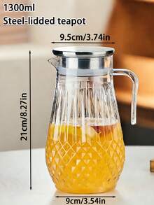 1个现代风格耐热防摔大容量茶壶，带盖和把手，适用于家庭厨房、餐厅，可用于盛装果汁、茶、牛奶和其他饮料。 - 彩色 - 查看 16