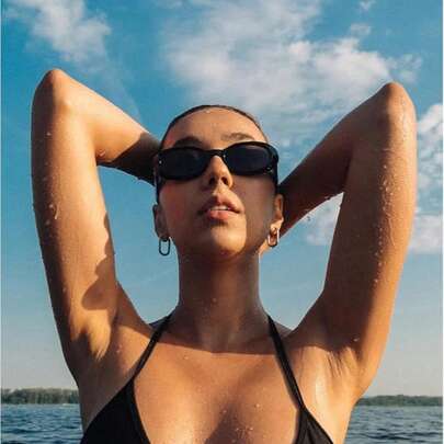 1pc Retro Small Frame Oval Sunglasses For Women, Vintage Streetwear Multifunctional Personalized Glasses, Suitable For Women's Summer Beach, Outdoor, Travel, Casual Wear