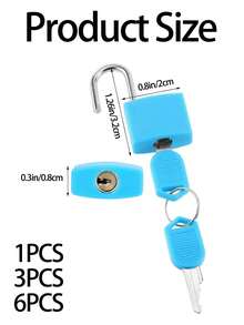 6 chiếc khóa hành lý nhỏ nhiều màu sắc, khóa móc mini, khóa móc bằng nhựa ABS mạ đồng, thích hợp cho ba lô, vali, túi đựng laptop, hành lý, hộp khóa. - A - Xem 2