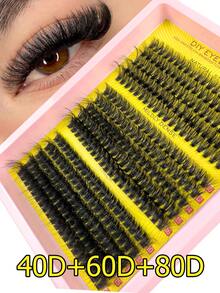 Hinarin 300 Pcs D Volume Eyelash Extensions 40D 60D 80D 10-16mm Diy Eyelashes Long Soft Fluffy Handcrafted High-Quality Realistic False Eyelashes Simple To Wear Length Can Be Matched With Any Style Suitable For Beauty Lovers - D - View 2