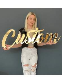 Large Gold Mirror Letter Acrylic Name Plate, Personalized Wall Decor Plaque, Custom Wedding And Party Sign, Home Decoration Gift - Multicolor - View 1