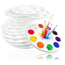 15/10/5个白色圆形塑料调色盘，带10个孔，用于美术颜料混合 - 畫盤 - 查看 5