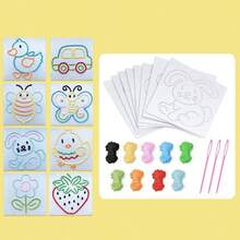 8件套缝纫工具套装，适合初学者，包含塑料针、线、DIY缝纫板、儿童缝纫套装、儿童毛毡制作套装，有助于培养儿童精细动作技能。 - 彩色 - 查看 14