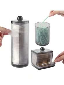 1 cái/3 cái Hộp đựng mỹ phẩm để bàn trang điểm, hộp đựng tăm bông, hộp đựng chỉ nha khoa/băng vệ sinh hình tròn để sắp xếp và cất giữ. Phòng tắm - Nhiều màu - Xem 6