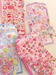 3D卡通贴纸、学生奖励、节日礼物、柔软可爱的DIY手机壳、笔记本、摇摇卡、3D浮雕可爱麦片贴纸 - 均碼 - 查看 2