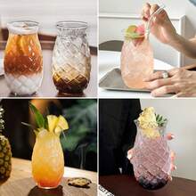 4pcs Pineapple Glass Set, Stylish Glass Containers, Comes With 4 Straws, Suitable For Parties, Holidays, Bars, And As A Gift For Your Girlfriend. - 4 Transparent Pieces - View 8