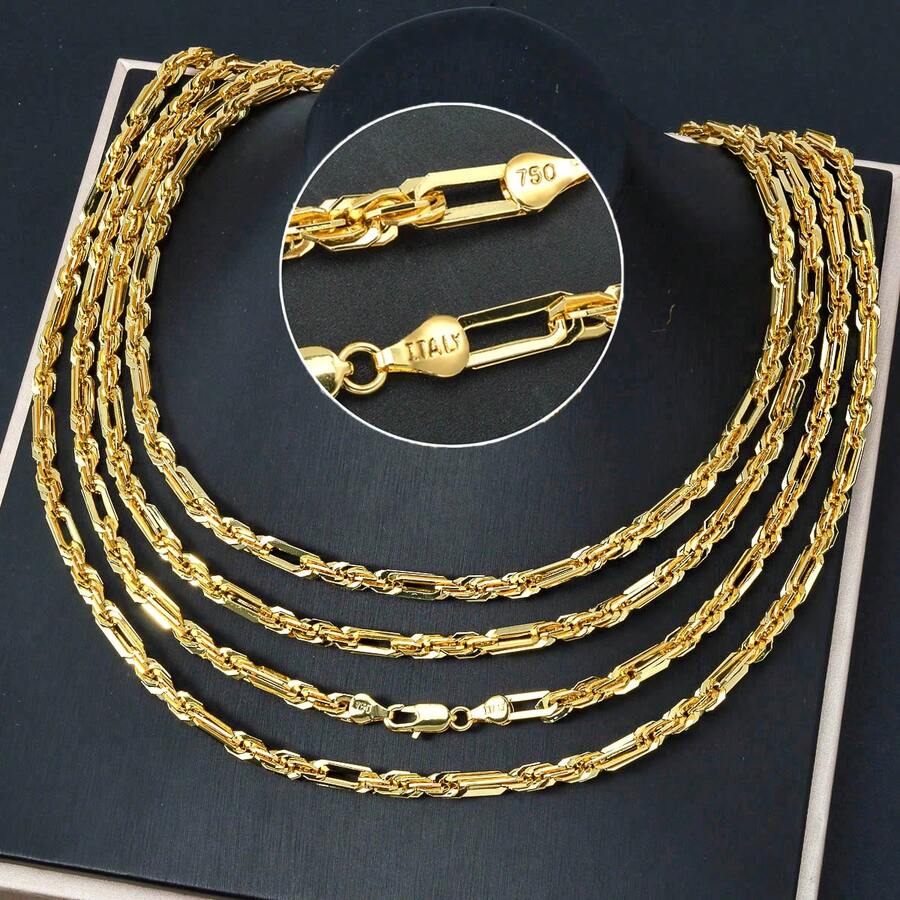 1件经典轻奢14k镀金铜多股镂空凸纹编织项链，男女皆宜，适合日常、派对、街头通勤等场合佩戴。 - 金色 - 查看 1