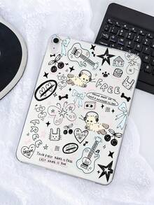 1pc TPU Soft Case With Cute Cat Graffiti Cartoon Pattern, Compatible With IPad Mini 1/2/3/Mini 4/Mini 5/Mini 6/Mini 7/Air/Air 2/9.7/10.2/10.5/Air 4/Air 5/10.9/Pro 11-Inch/10th Gen/Air 11-Inch (M3) 2025/Pad (A16) 11 Inch 11th Generation 2025, A7/A8, Lightweight Ultra-Thin Soft Shell, Cartoon/Personalized/Creative/Adorable, TPU Tablet Protective Cover, Transparent Case, No Pen Slot - Multicolor - View 3