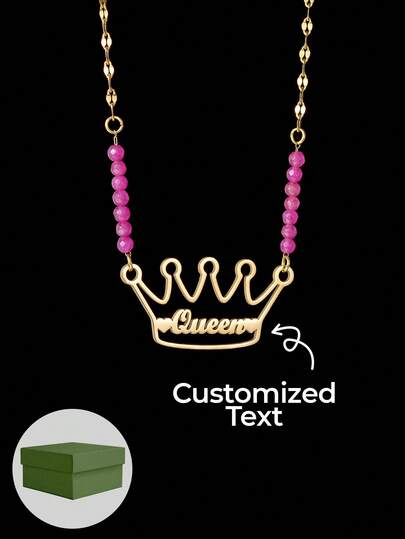 1PC Fashion Personalized Customized Jewelry Necklace, Multi Color Bohemian Style, Colorful Necklace, Multi Style Chain, Colorful Suitable For Winter Necklace, Stainless Steel Customized Name Necklace, Comes With Gift Box As Valentine's Day, Daily Gift, Hot Selling In Ramadan