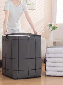 1pc Foldable Large Capacity Storage Bag, Suitable For Clothes, Household Items, Multi-Functional, Can Be Used As Clothing, Quilt, Dust Bag, Also Suitable For Dorms, With Reinforced Handle, Suitable For Moving, Back To School, Home, Essential Bedroom Item - Grey - View 13