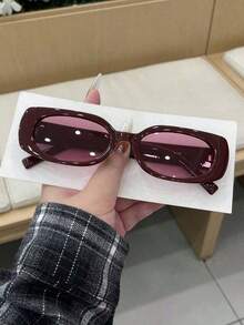 1 Pair Women's Burgundy Oval PC Frame Solid Color Retro Small Frame Personalized Casual Fashion Street Snap Minimalist Glasseswomen Fashion Glasses Valentine's Day - 酒紅色 - 查看 3