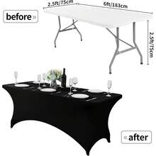1 Piece Of 4/6/8 Inch Polyester Tablecloth, Rectangular, Fully Elastic Elastic Band, Soft Texture, Can Be Tightly Attached To The Desktop, Wrinkle Resistant And Washable, Elastic Open Back Table Skirt For Wedding, Banquet And Trade Show Decoration, - Multicolor - View 15