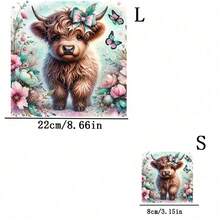 1pc/2pcs/3pcs Highland Cow & Floral Pattern Heat Transfer Stickers, DIY Iron-On Patches, Suitable For T-Shirt Making, Pillow Decor, Backpacks, Cushions, Pants, Sofa Covers, Waterproof & Fade Resistant - L+S - View 7