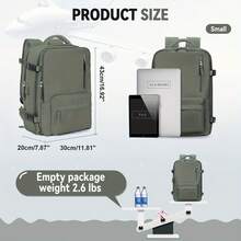 17-Inch Laptop Business Work Waterproof Backpack, Large Travel Backpack For Both Men And Women, Handbag, With Laptop Compartment, Suitable For Carry-On Luggage, Carry-On Luggage Box, Super Large Travel Backpack, Suitable For Business Trips, Travel Bag, Suitable For School, Suitable For Both Men And Women. - 軍綠色 - 查看 4