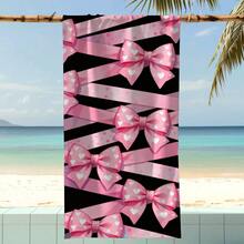1 pieza Toalla de playa con lazo rosa, manta de playa extra grande de microfibra súper suave, toalla de baño súper absorbente, adecuada para viajes, piscina, buceo, surf, yoga, camping, disponible en varios tamaños, accesorios de playa para playa, piscina, viajes, camping, decoración de baño de yoga - A - Ver 5