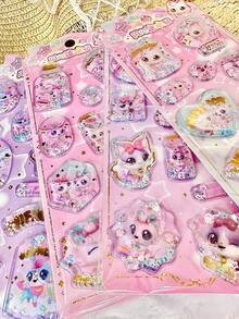 Pegatinas de agua con diseños de helado, caramelo, fruta y cristales brillantes, pegatinas decorativas en relieve divertidas para botellas de agua, refrigeradores, fundas de teléfono, cuadernos, scrapbooking, recompensas y manualidades - Multicolor - Ver 6