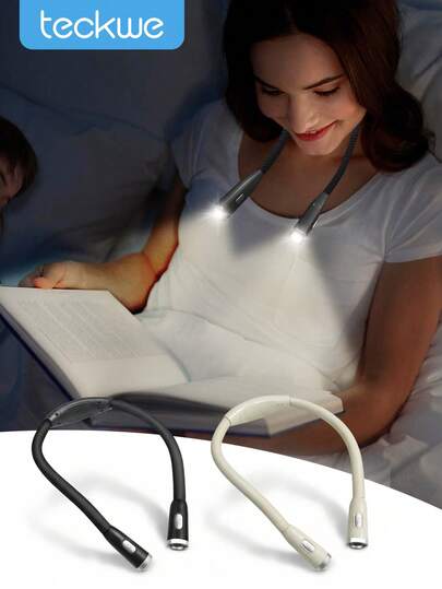 Teckwe USB Rechargeable Neck-Hanging Reading Light, Student Bedroom Dorm Room Book Reading Night Light, Eye-Caring Small Desk Lamp For Home Use