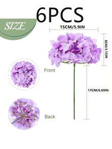 6pcs Artificial Hydrangea Flowers, Silk Hydrangea Flowers, Fake Plants, Home, Restaurant, Living Room, Outdoor Garden Decor, Floral Arrangement, Photography Props, Autumn, Spring, Vase, Flower Wall, Wreath, Bridal Bouquet, Wedding Decoration, DIY Wreath Materials, Birthday Party Decor, Home Decor Accessories, Valentine's Day - Purple - View 11