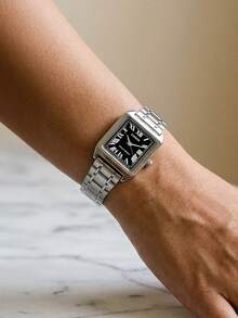 Casio STANDARD Series Business Minimalist Elegant Roman Numeral Quartz Movement Stainless Steel Strap Japanese/Korean Style Ladies Watch, Black Dial LTP-V007D-1B - Silver - View 5