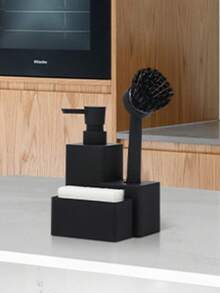 1/3/6 Peças Conjunto de Armazenamento de Pia de Cozinha e Bancada, Inclui Dispenser de Sabão de Plástico com Suporte para Esponja, Escova de Louça, Esponja e Bandeja, Design Moderno, Adequado para Limpeza Doméstica, Decoração de Banheiro, Temporada de Outono e Volta às Aulas - Multicolorido - Visão 7