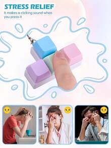 EIGIIS 1pc Keyboard Key Stress Relief Keychain, Suitable For Adults - Multi-Color Relaxation Toy With Metal Ring And Chain, Plastic Material, Helps Focus And Relieve Stress, Perfect Gift, Keychain Stress Relief Toy - Multicolor - View 6