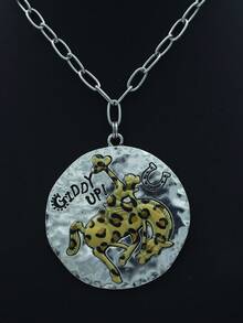 1件 Artsy Natural GIDD UP 双色豹纹吊坠串珠项链 - 復古銀色 - 查看 12