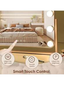 Lighted Vanity Mirror, Makeup Mirror,Lightde Mirror With 11 Adjustable Brightness LED Bulbs, 3 Color Modes And Detachable 5x Magnifying Mirror, Slim Metal Frame Design, Smart Touch Control - White - View 4
