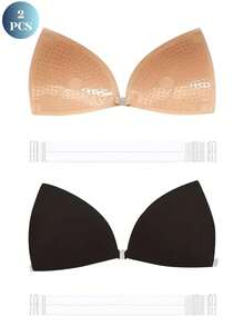 2/1 Set Invisible Triangle Adhesive Bra - Silicone Lift-Up Cup With Strap, Suitable For Backless Dresses, Breathable Self-Adhesive Lift Pad, Reusable, Skin-Friendly - Multicolor - View 8