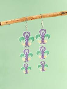 1对时尚嘉年华系列耳环，适合节日派对和日常佩戴 - 彩色 - 查看 5